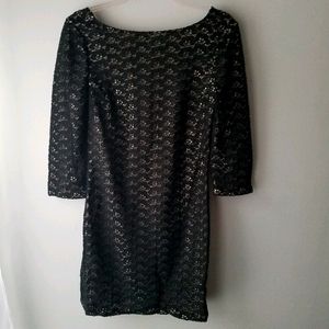 Diane Von Furstenberg Black Lace Dress Size 6